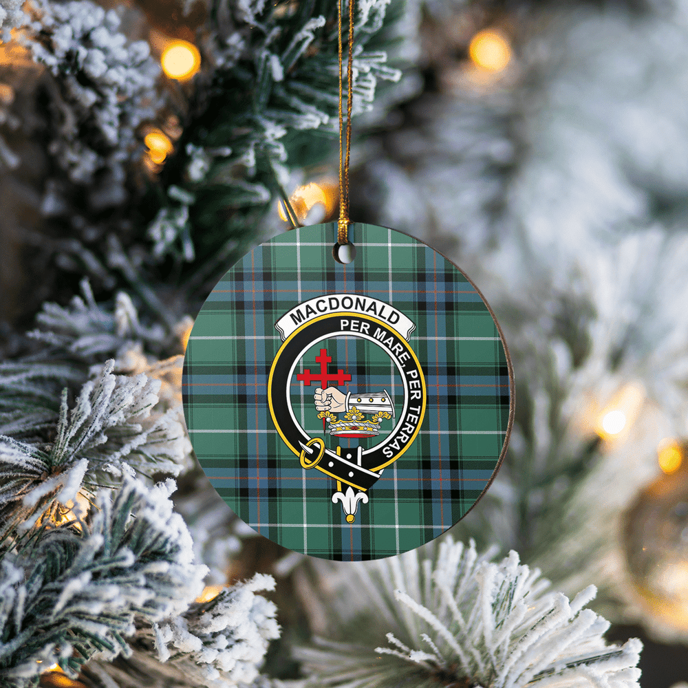Clan MacDonald of the Isles Hunting Ancient Tartan Crest Round Ceramic Ornament NV34 MacDonald of the Isles Hunting Ancient Tartan Tartan Christmas   