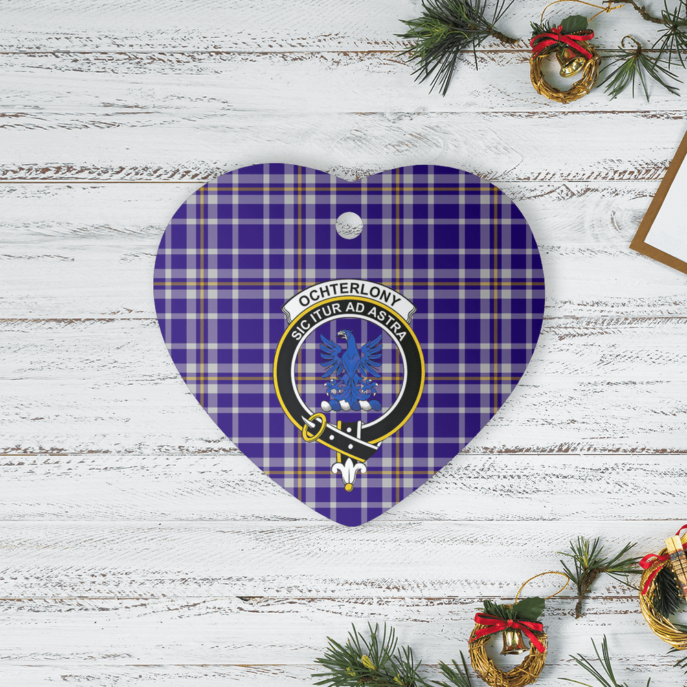 Clan Ochterlony Tartan Crest Heart Ceramic Ornament KB82 Ochterlony Tartan Tartan Christmas   