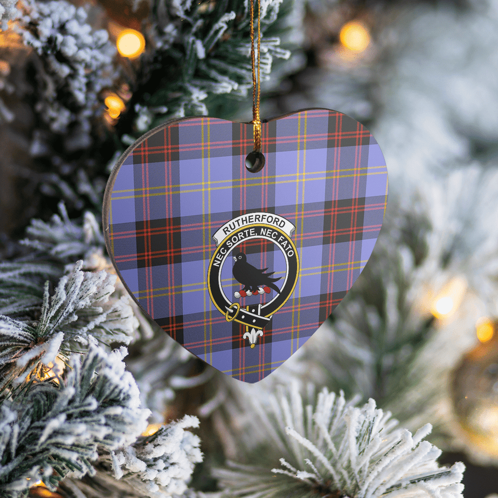 Clan Rutherford Tartan Crest Heart Ceramic Ornament GX92 Rutherford Tartan Tartan Christmas   
