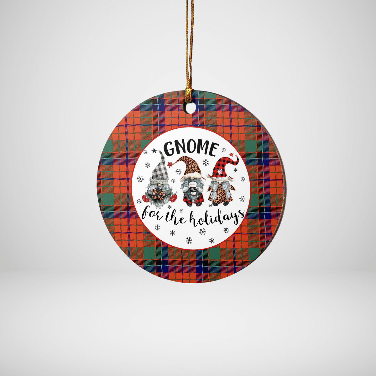 Clan Nicolson Ancient Tartan Tartan Crest Gnome Round Ceramic Ornament PB13 Nicolson Ancient Tartan Tartan Christmas   