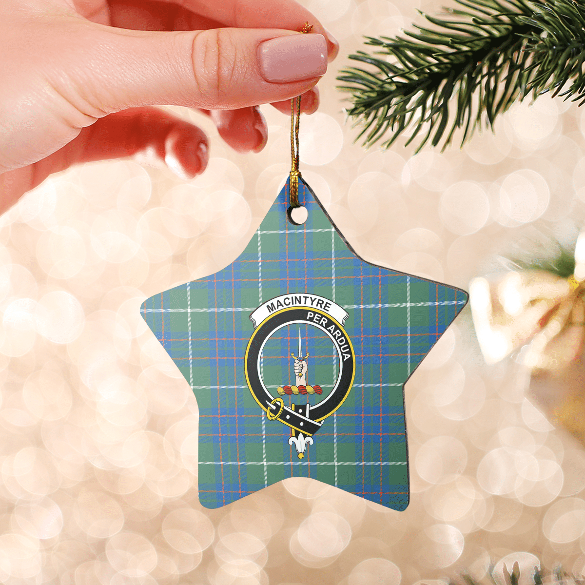 Clan MacIntyre Hunting Ancient Tartan Crest Star Ceramic Ornament FE73 MacIntyre Hunting Ancient Tartan Tartan Christmas   