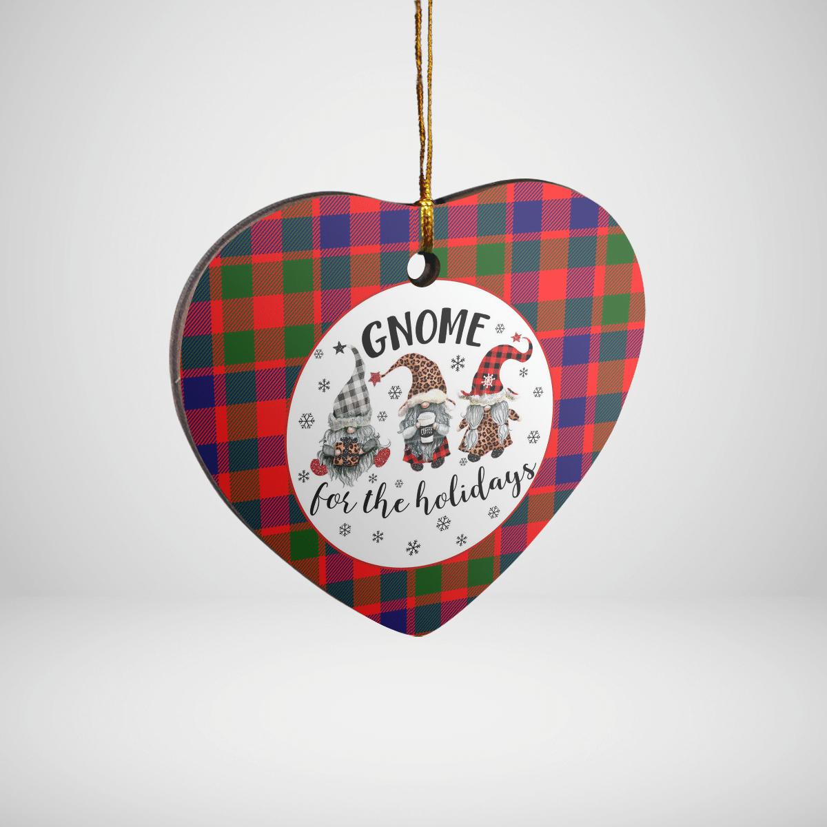 Clan Gow Modern Tartan Tartan Crest Gnome Heart Ceramic Ornament SF99 Gow Modern Tartan Tartan Christmas   