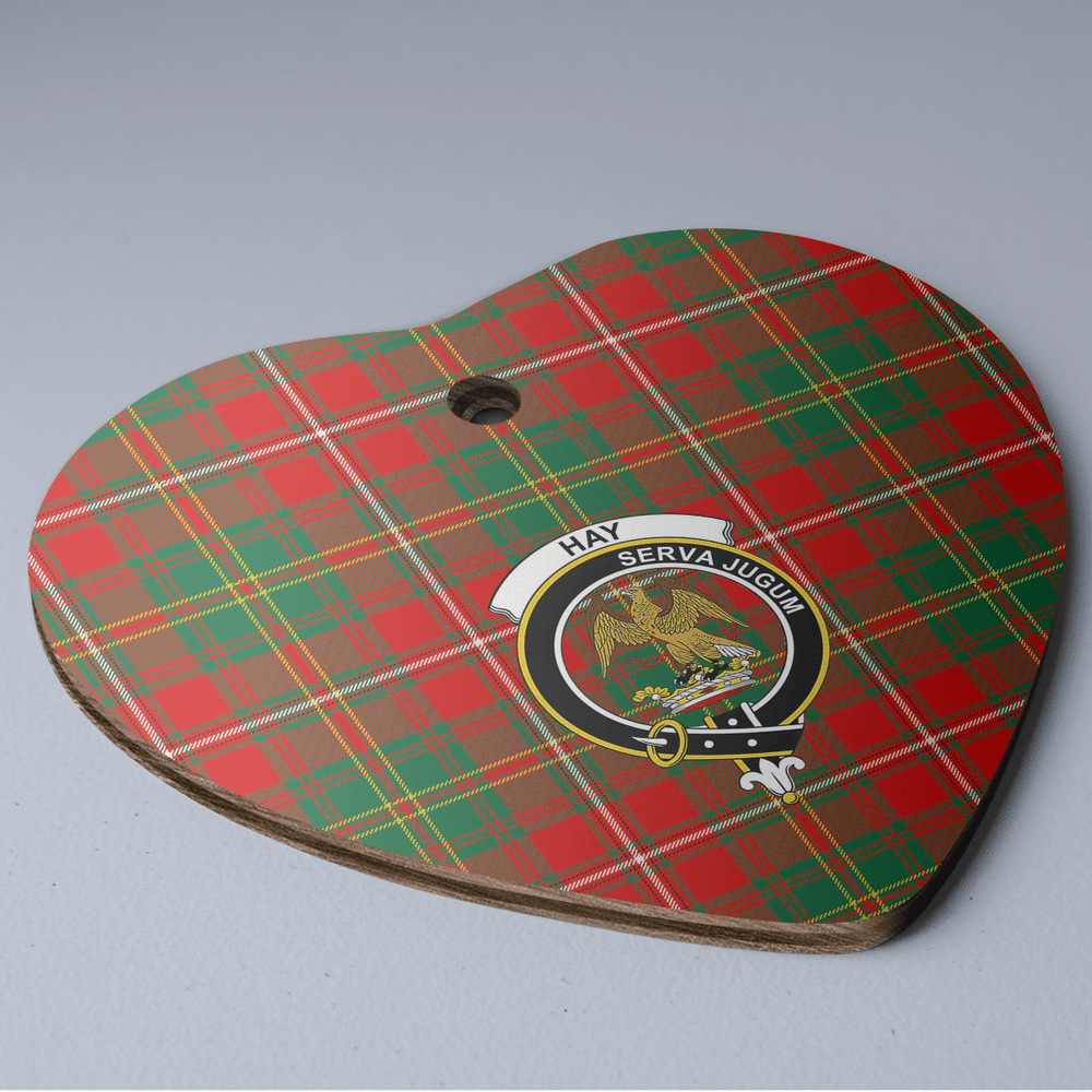 Clan Hay Ancient Tartan Crest Heart Ceramic Ornament BO90 Hay Ancient Tartan Tartan Christmas   