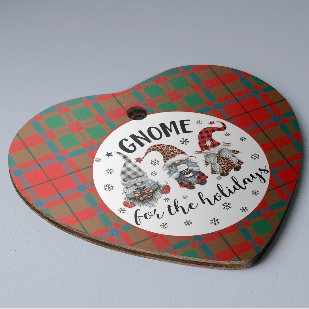 Clan McIlvian Tartan Tartan Crest Gnome Heart Ceramic Ornament UV44 McIlvian Tartan Tartan Christmas   