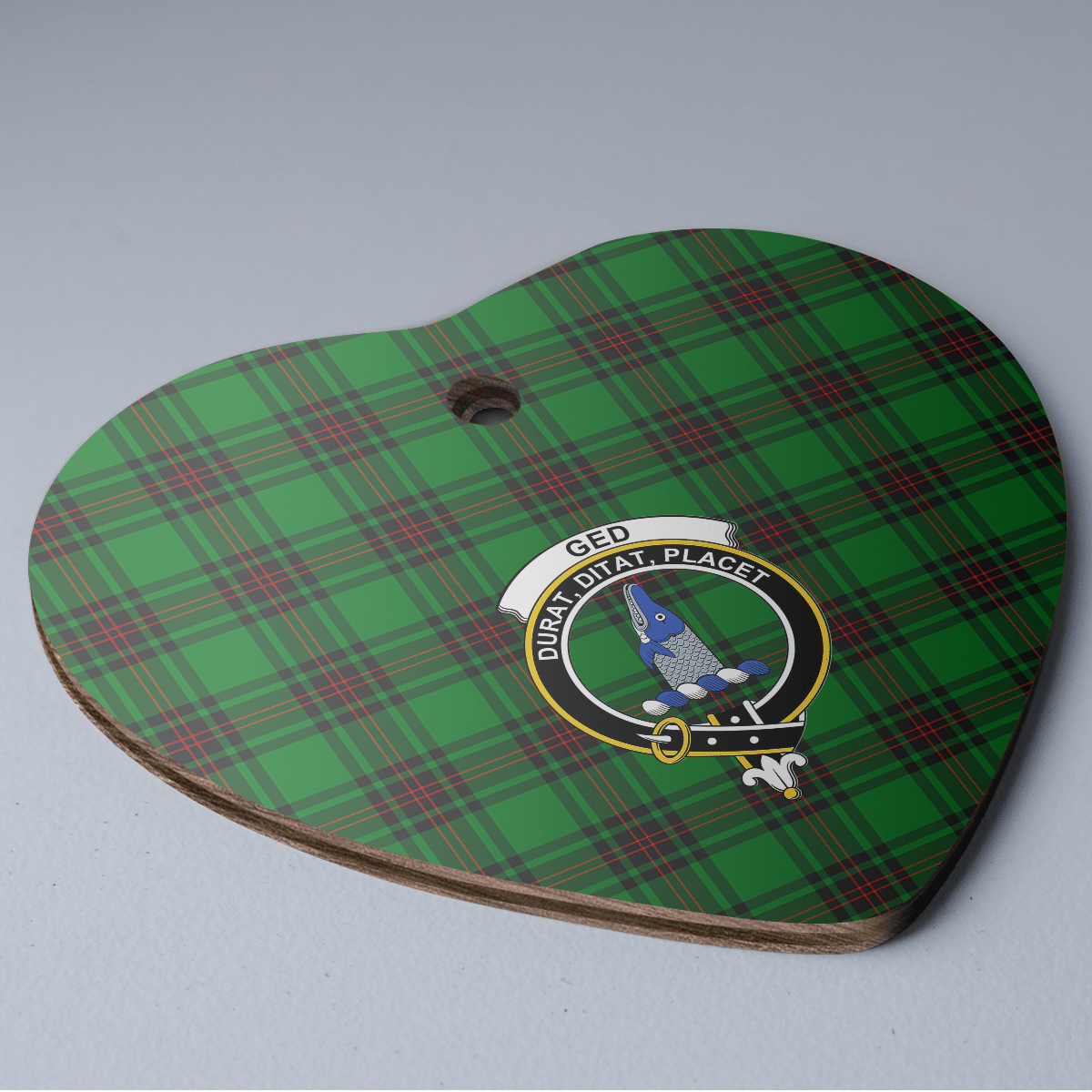 Clan Ged Tartan Crest Heart Ceramic Ornament SI78 Ged Tartan Tartan Christmas   