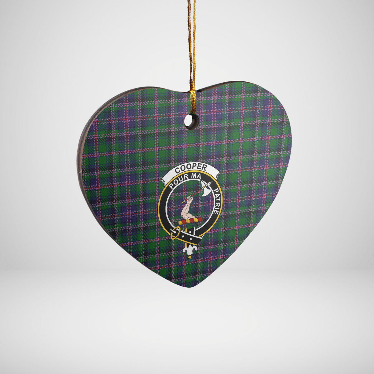 Clan Cooper Modern Tartan Crest Heart Ceramic Ornament ZR90 Cooper Modern Tartan Tartan Christmas   