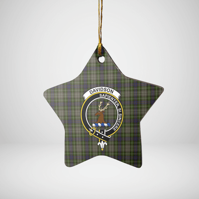 Clan Davidson Tulloch Dress Tartan Crest Star Ceramic Ornament