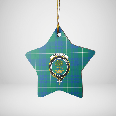 Clan Hamilton Hunting Ancient Tartan Crest Star Ceramic Ornament MH46