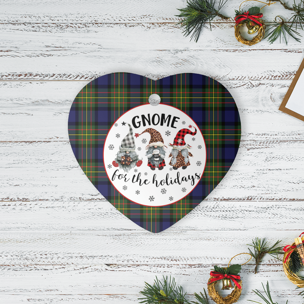 Clan MacLaren Modern Tartan Tartan Crest Gnome Heart Ceramic Ornament VZ57 MacLaren Modern Tartan Tartan Christmas   