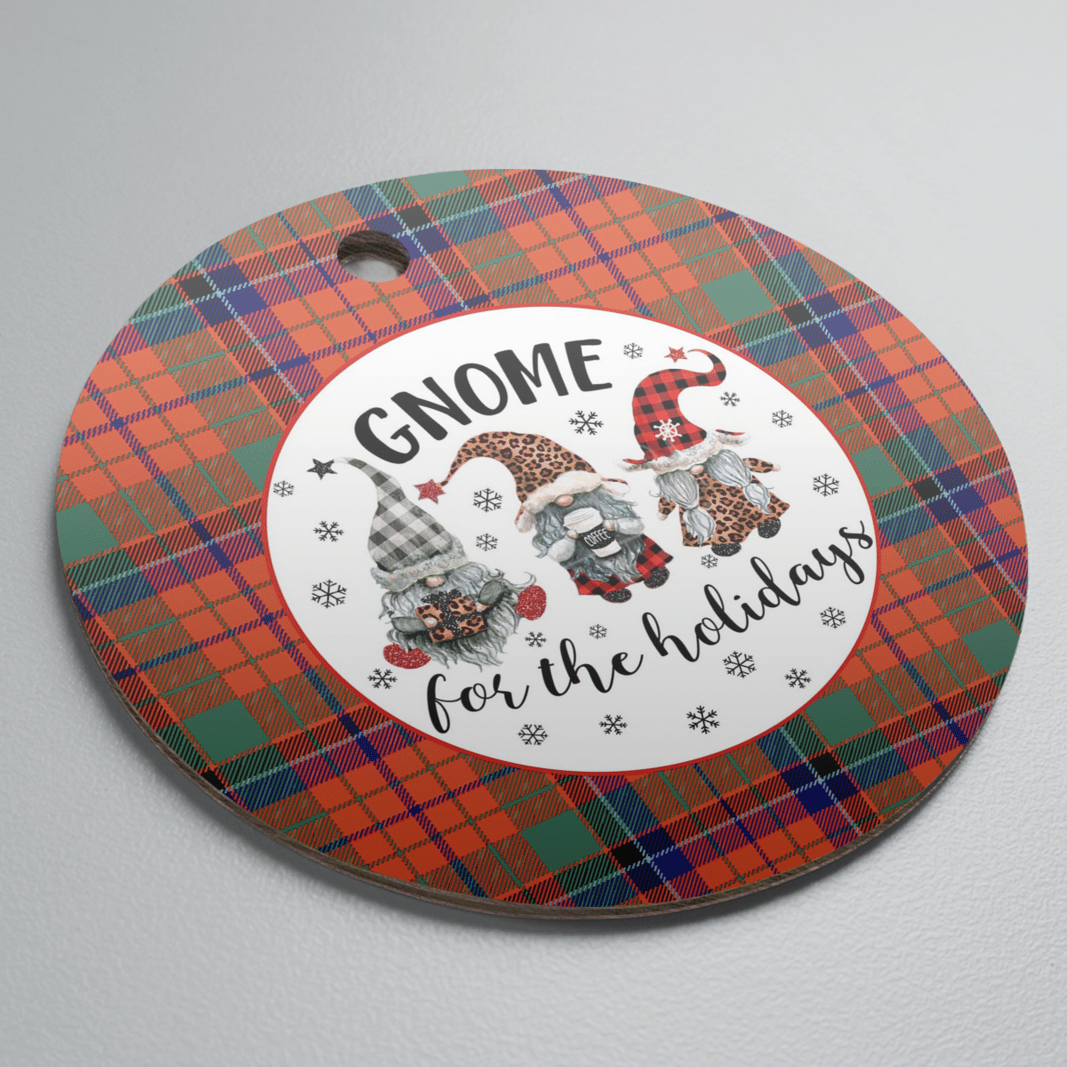 Clan Nicolson Ancient Tartan Tartan Crest Gnome Round Ceramic Ornament PB13 Nicolson Ancient Tartan Tartan Christmas   