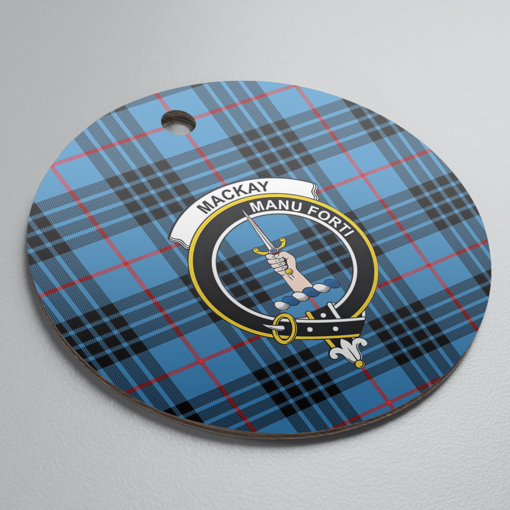 Clan MacKay Blue Tartan Crest Round Ceramic Ornament OE34 MacKay Blue Tartan Tartan Christmas   