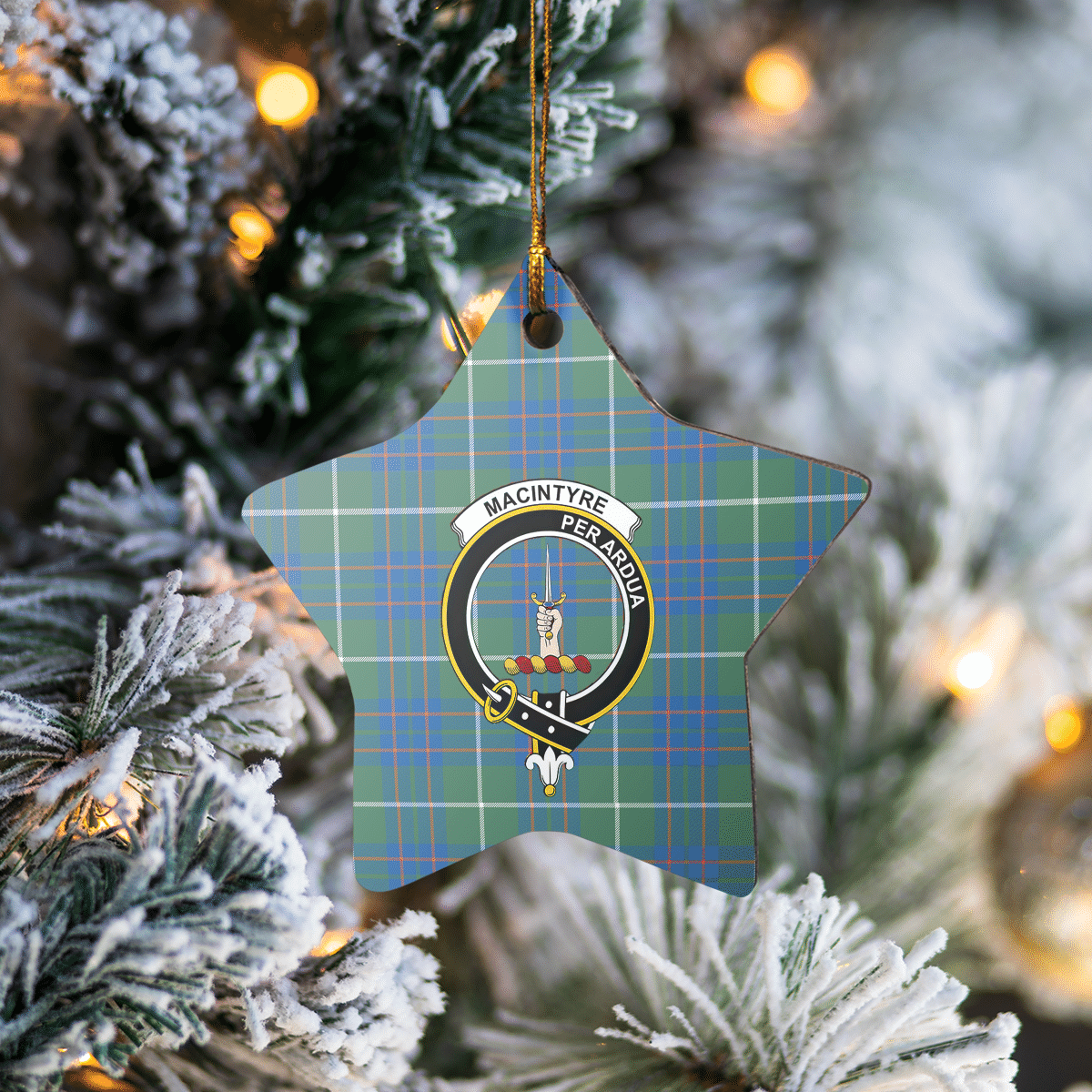 Clan MacIntyre Hunting Ancient Tartan Crest Star Ceramic Ornament FE73 MacIntyre Hunting Ancient Tartan Tartan Christmas   