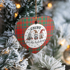 Clan McIlvian Tartan Tartan Crest Gnome Heart Ceramic Ornament UV44 McIlvian Tartan Tartan Christmas   