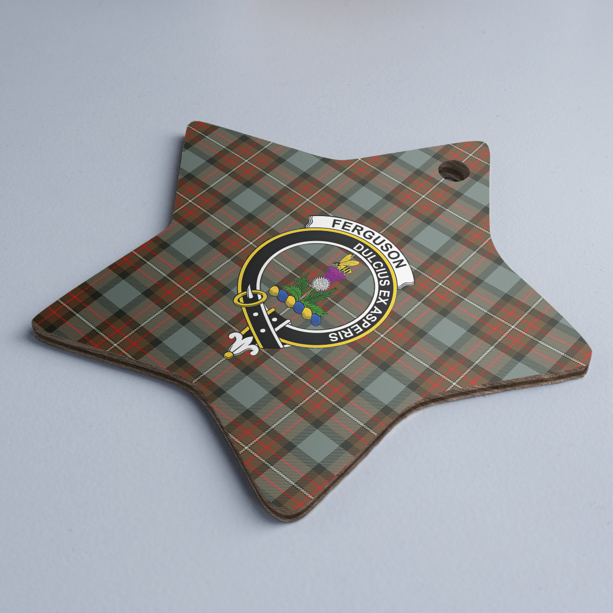 Clan Fergusson Weathered Tartan Crest Star Ceramic Ornament SF80 Fergusson Weathered Tartan Tartan Christmas   