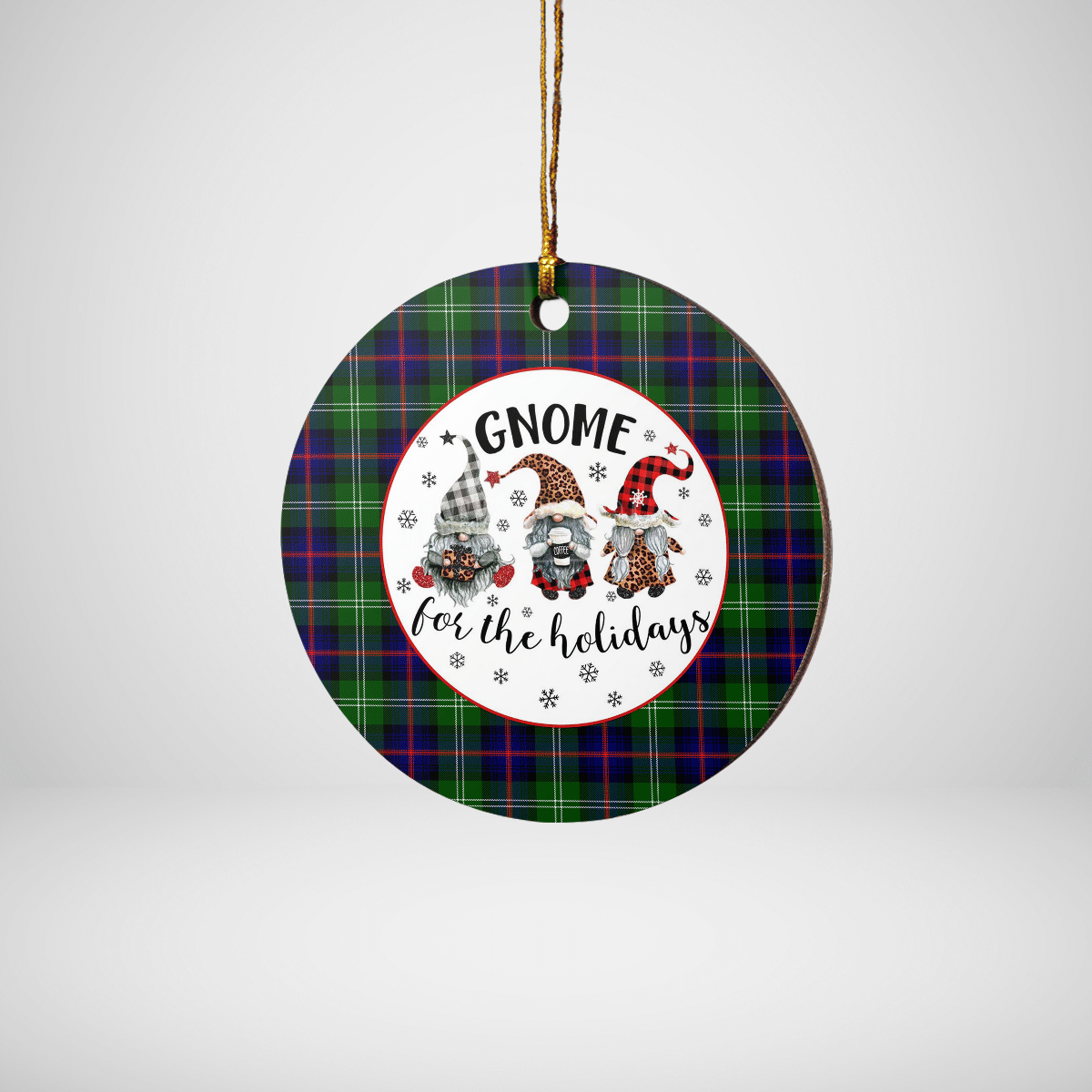 Clan Sutherland Modern Tartan Tartan Crest Gnome Round Ceramic Ornament BM80 Sutherland Modern Tartan Tartan Christmas   