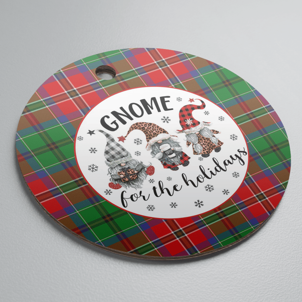 Clan MacCulloch Tartan Tartan Crest Gnome Round Ceramic Ornament CF43 MacCulloch Tartan Tartan Christmas   