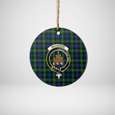 Clan MacKenzie Modern Tartan Crest Round Ceramic Ornament TK30