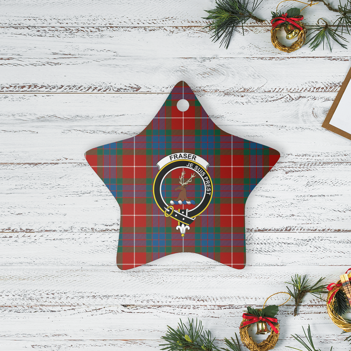 Clan Fraser Ancient Tartan Crest Star Ceramic Ornament LW94 Fraser Ancient Tartan Tartan Christmas   