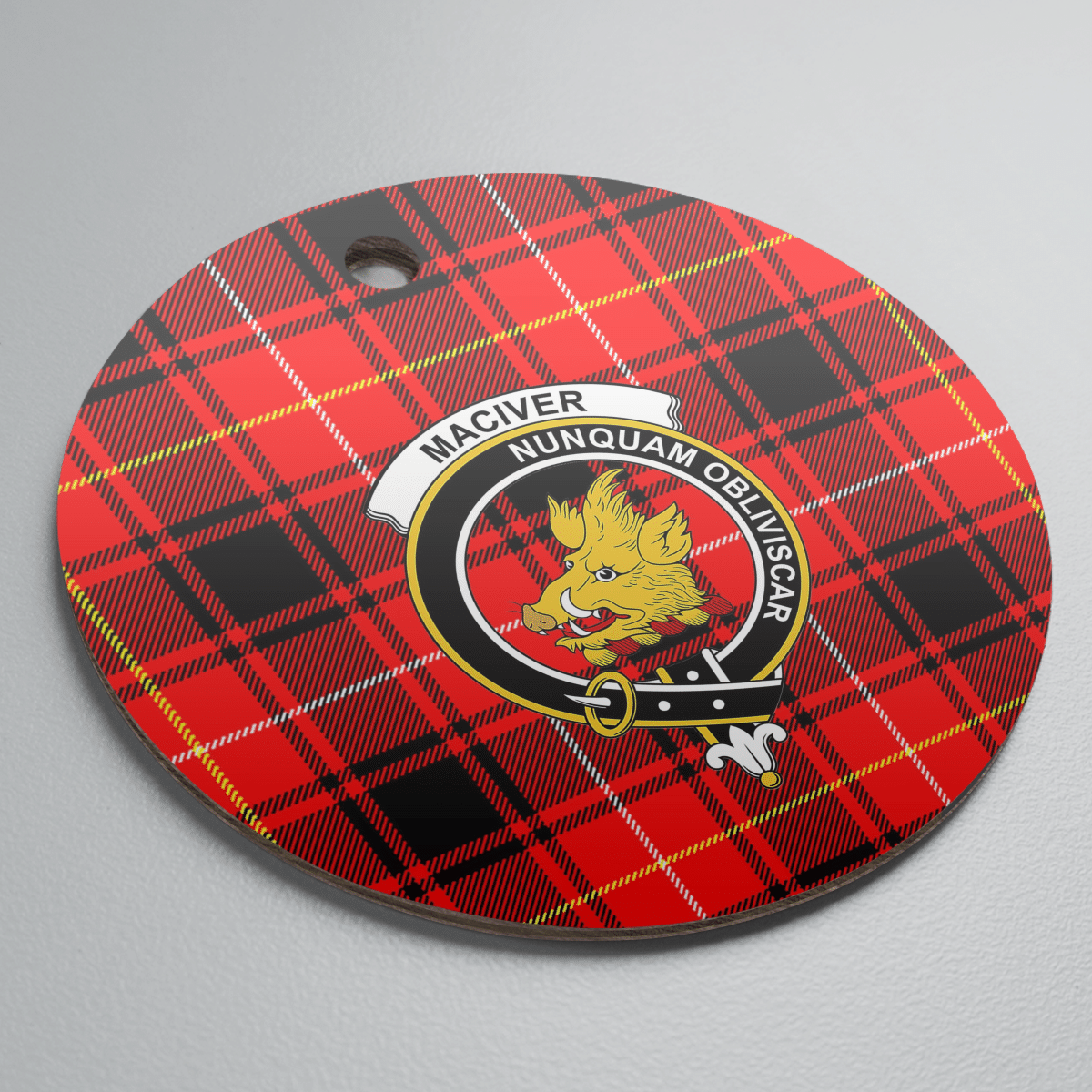 Clan MacIver Modern Tartan Crest Round Ceramic Ornament AN38 MacIver Modern Tartan Tartan Christmas   