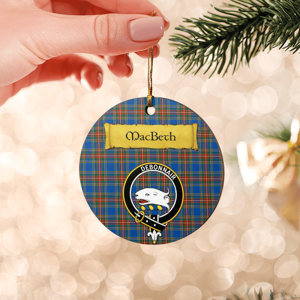 Clan MacBeth Ancient Tartan Crest Round Ceramic Ornament GO24 MacBeth Ancient Tartan Tartan Christmas   
