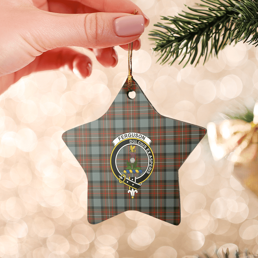 Clan Fergusson Weathered Tartan Crest Star Ceramic Ornament SF80 Fergusson Weathered Tartan Tartan Christmas   