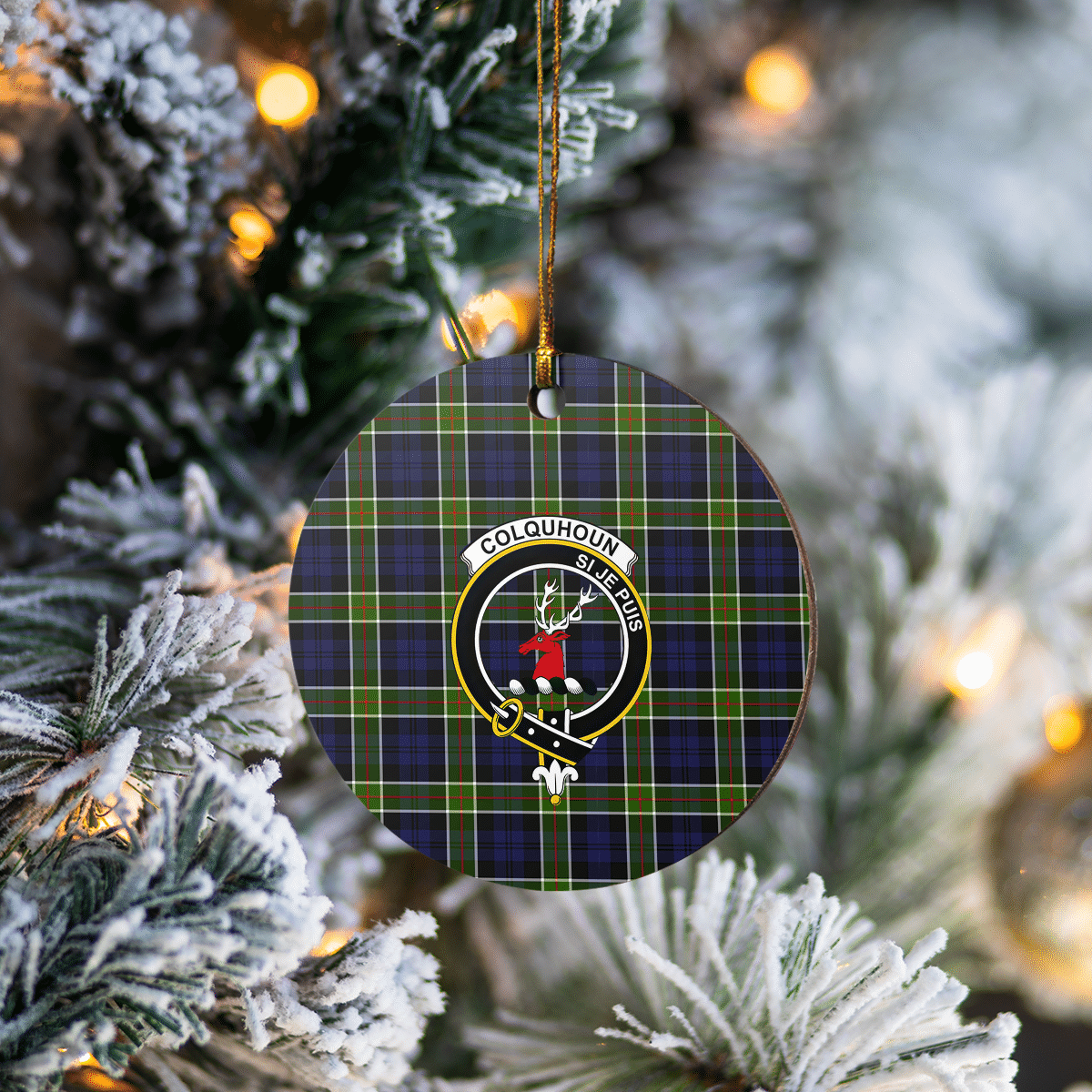 Clan Colquhoun Tartan Crest Round Ceramic Ornament RT32 Colquhoun Tartan Tartan Christmas   