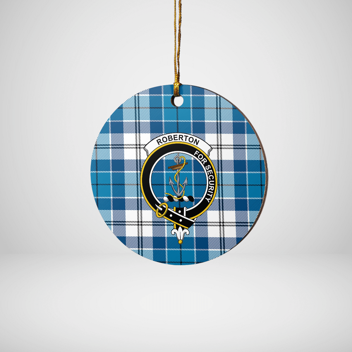 Clan Roberton Tartan Crest Round Ceramic Ornament FO84 Roberton Tartan Tartan Christmas   