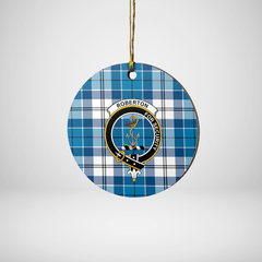 Clan Roberton Tartan Crest Round Ceramic Ornament FO84 Roberton Tartan Tartan Christmas   