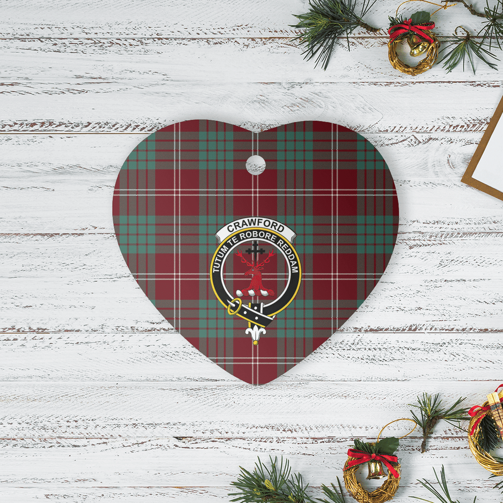Clan Crawford Modern Tartan Crest Heart Ceramic Ornament PH22 Crawford Modern Tartan Tartan Christmas   