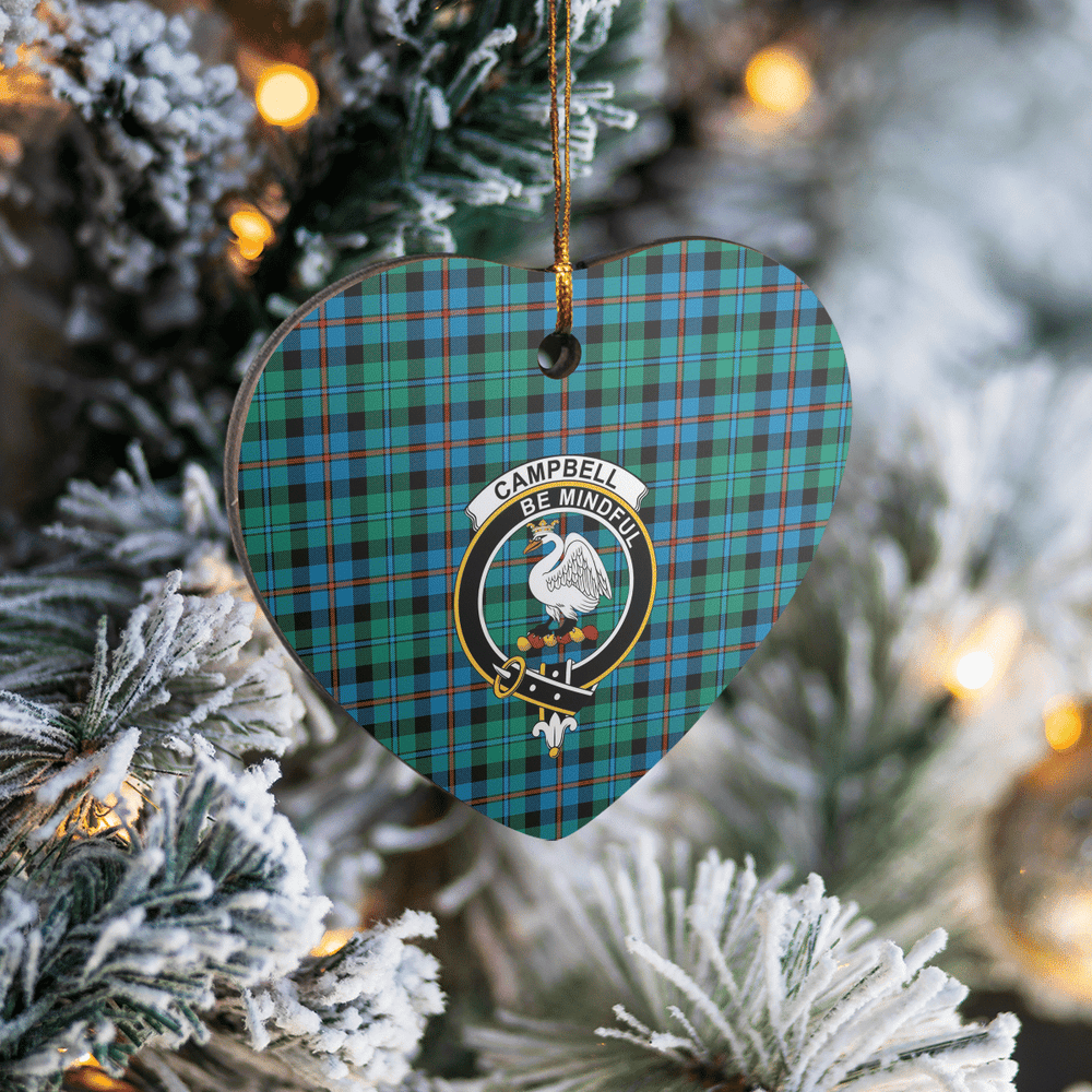 Clan Campbell of Cawdor Ancient Tartan Crest Heart Ceramic Ornament HL24 Campbell of Cawdor Ancient Tartan Tartan Christmas   