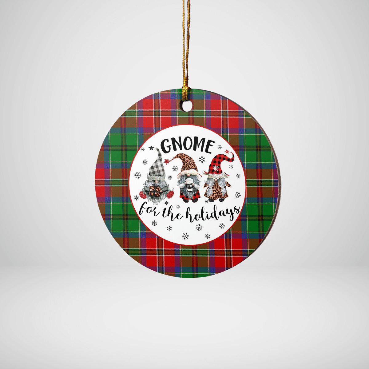 Clan MacCulloch Tartan Tartan Crest Gnome Round Ceramic Ornament CF43 MacCulloch Tartan Tartan Christmas   