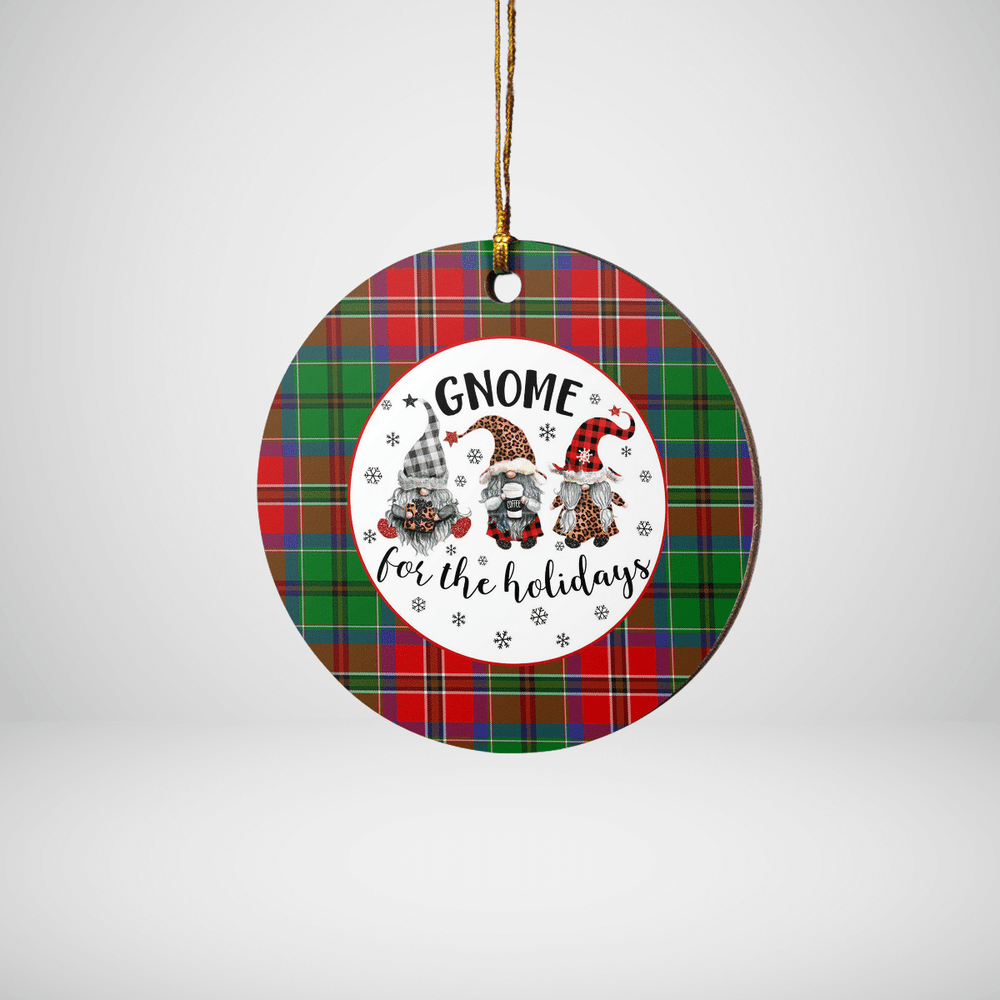 Clan MacCulloch Tartan Tartan Crest Gnome Round Ceramic Ornament CF43 MacCulloch Tartan Tartan Christmas   
