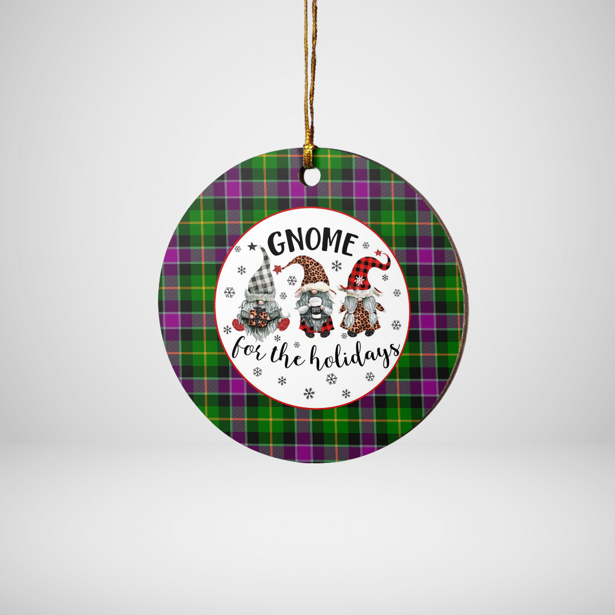 Clan Selkirk Tartan Tartan Crest Gnome Round Ceramic Ornament BQ39 Selkirk Tartan Tartan Christmas   
