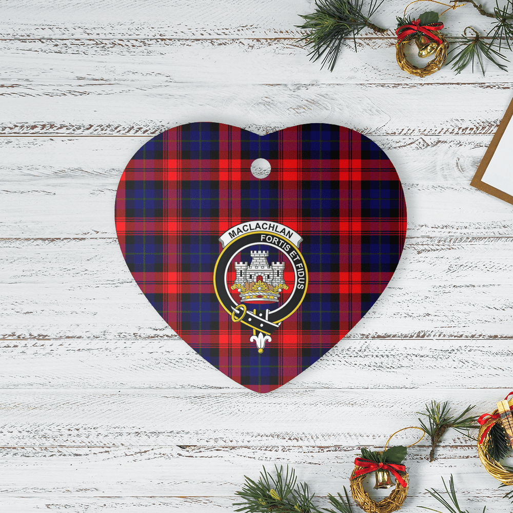 Clan MacLachlan Modern Tartan Crest Heart Ceramic Ornament GU52 MacLachlan Modern Tartan Tartan Christmas   