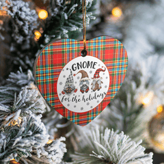 Clan Chattan Tartan Tartan Crest Gnome Heart Ceramic Ornament YV55 Chattan Tartan Tartan Christmas   