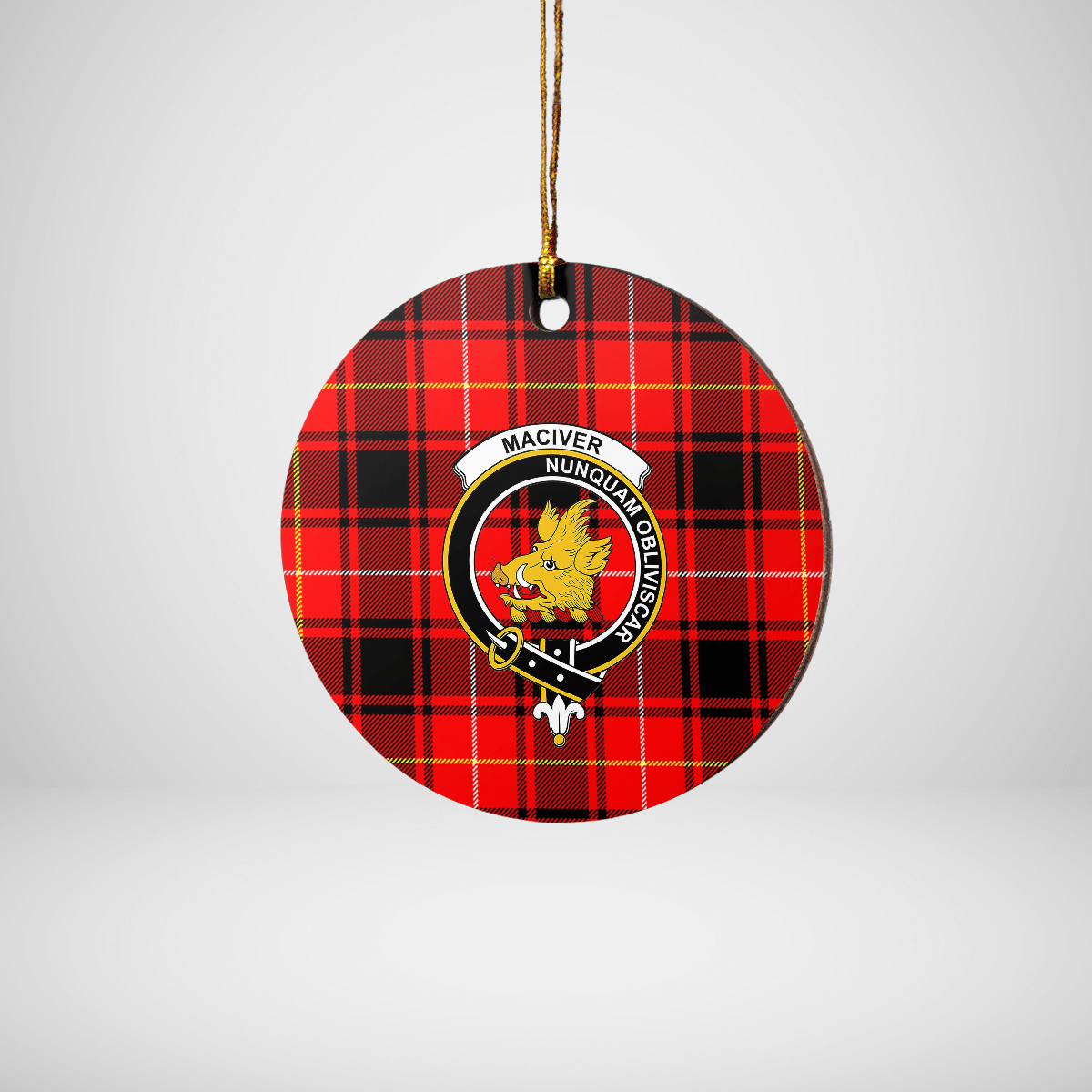 Clan MacIver Modern Tartan Crest Round Ceramic Ornament AN38 MacIver Modern Tartan Tartan Christmas   