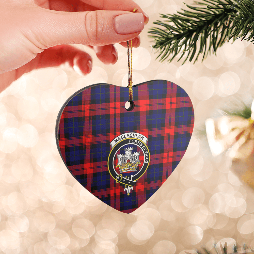 Clan MacLachlan Modern Tartan Crest Heart Ceramic Ornament GU52 MacLachlan Modern Tartan Tartan Christmas   