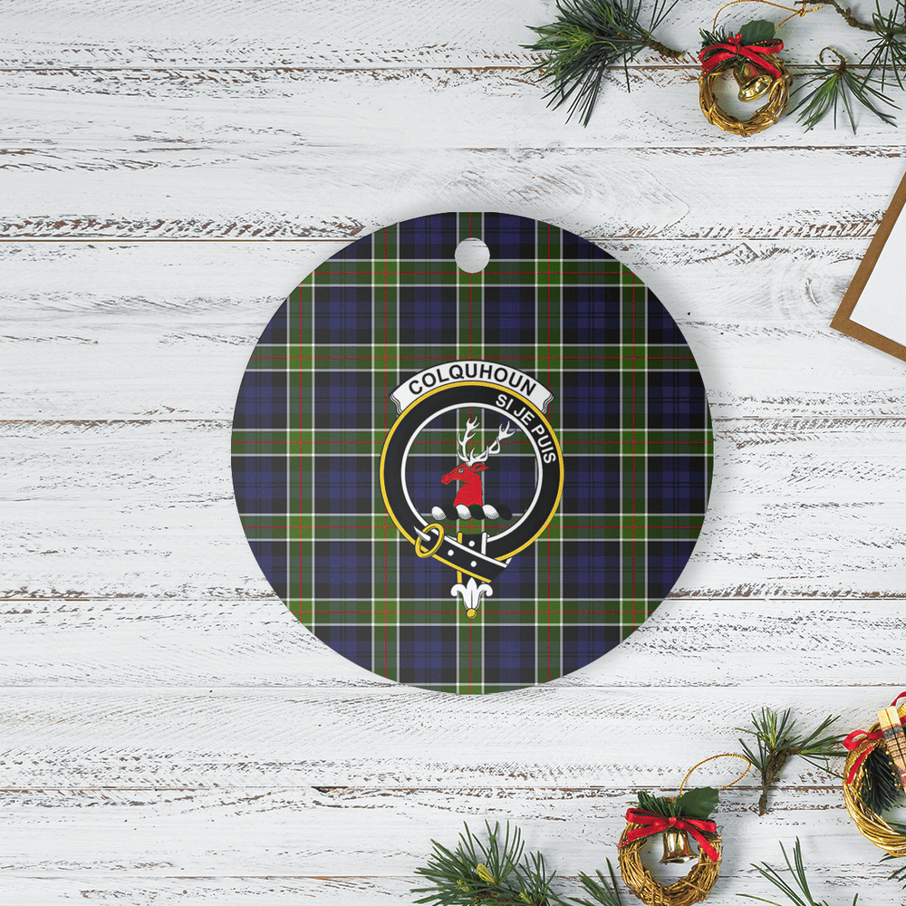 Clan Colquhoun Tartan Crest Round Ceramic Ornament RT32 Colquhoun Tartan Tartan Christmas   