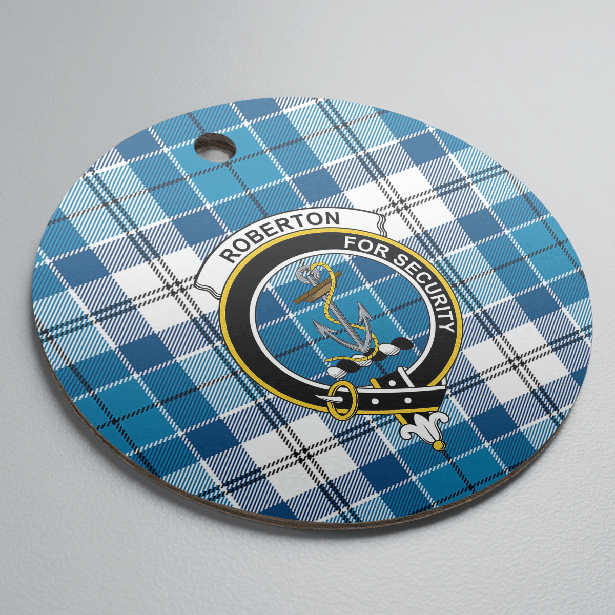 Clan Roberton Tartan Crest Round Ceramic Ornament FO84 Roberton Tartan Tartan Christmas   