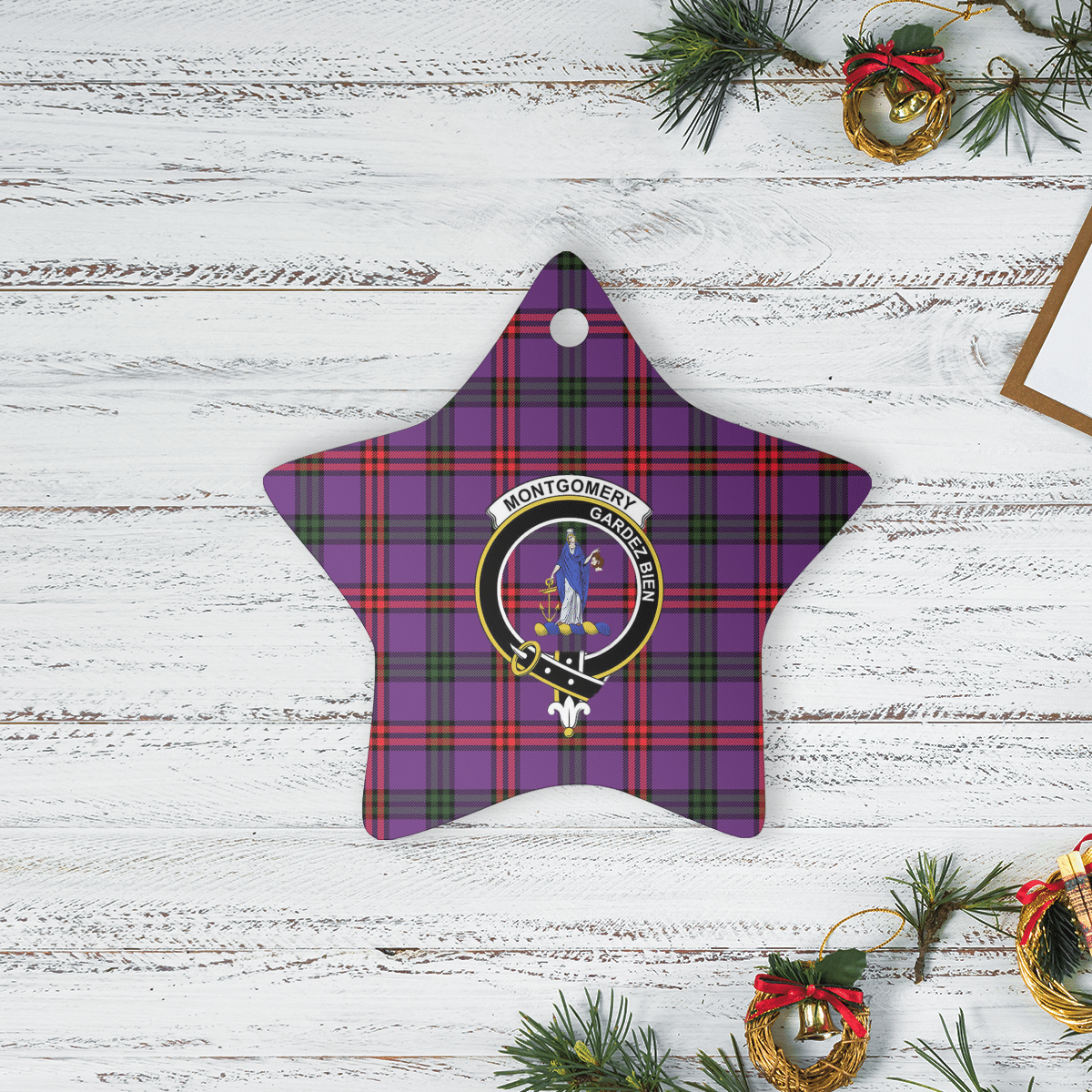 Clan Montgomery Modern Tartan Crest Star Ceramic Ornament UM26 Montgomery Modern Tartan Tartan Christmas   