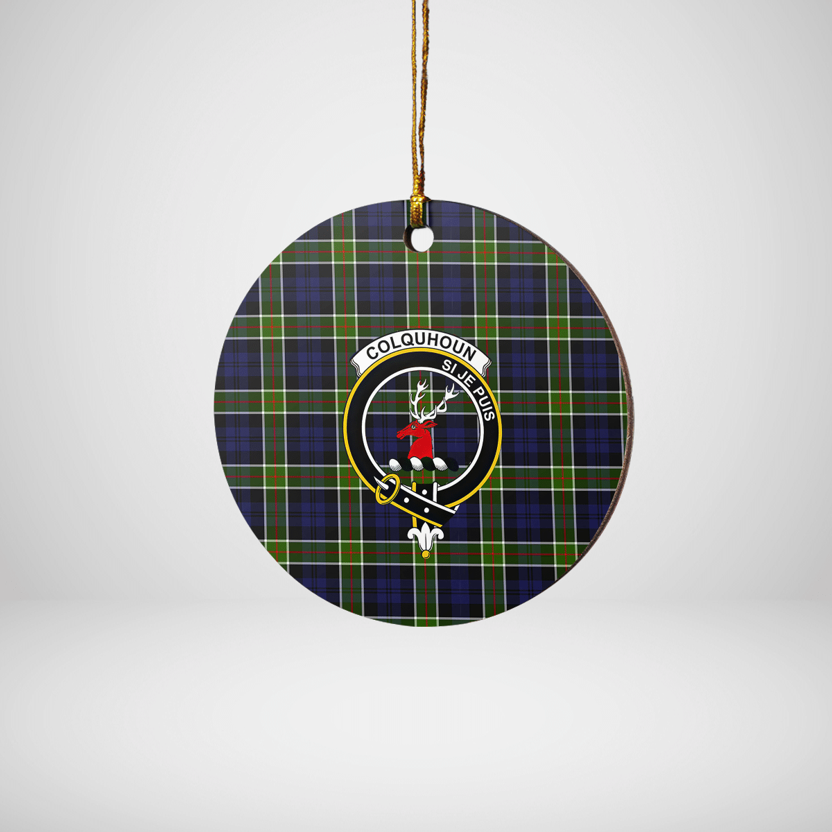Clan Colquhoun Tartan Crest Round Ceramic Ornament RT32 Colquhoun Tartan Tartan Christmas   