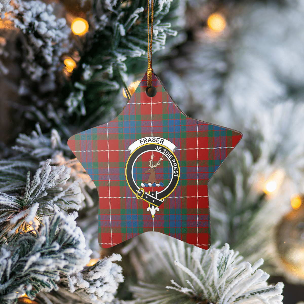 Clan Fraser Ancient Tartan Crest Star Ceramic Ornament LW94 Fraser Ancient Tartan Tartan Christmas   