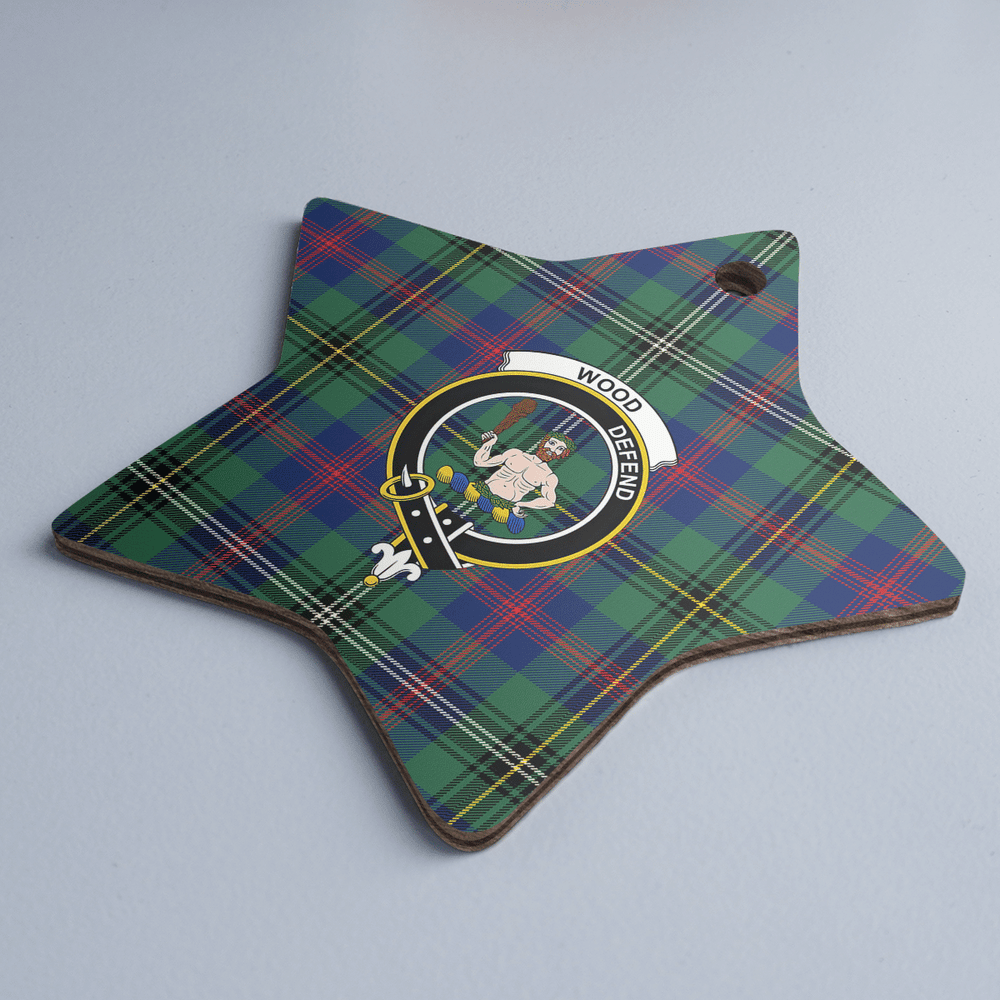 Clan Wood Modern Tartan Crest Star Ceramic Ornament OB32 Wood Modern Tartan Tartan Christmas   