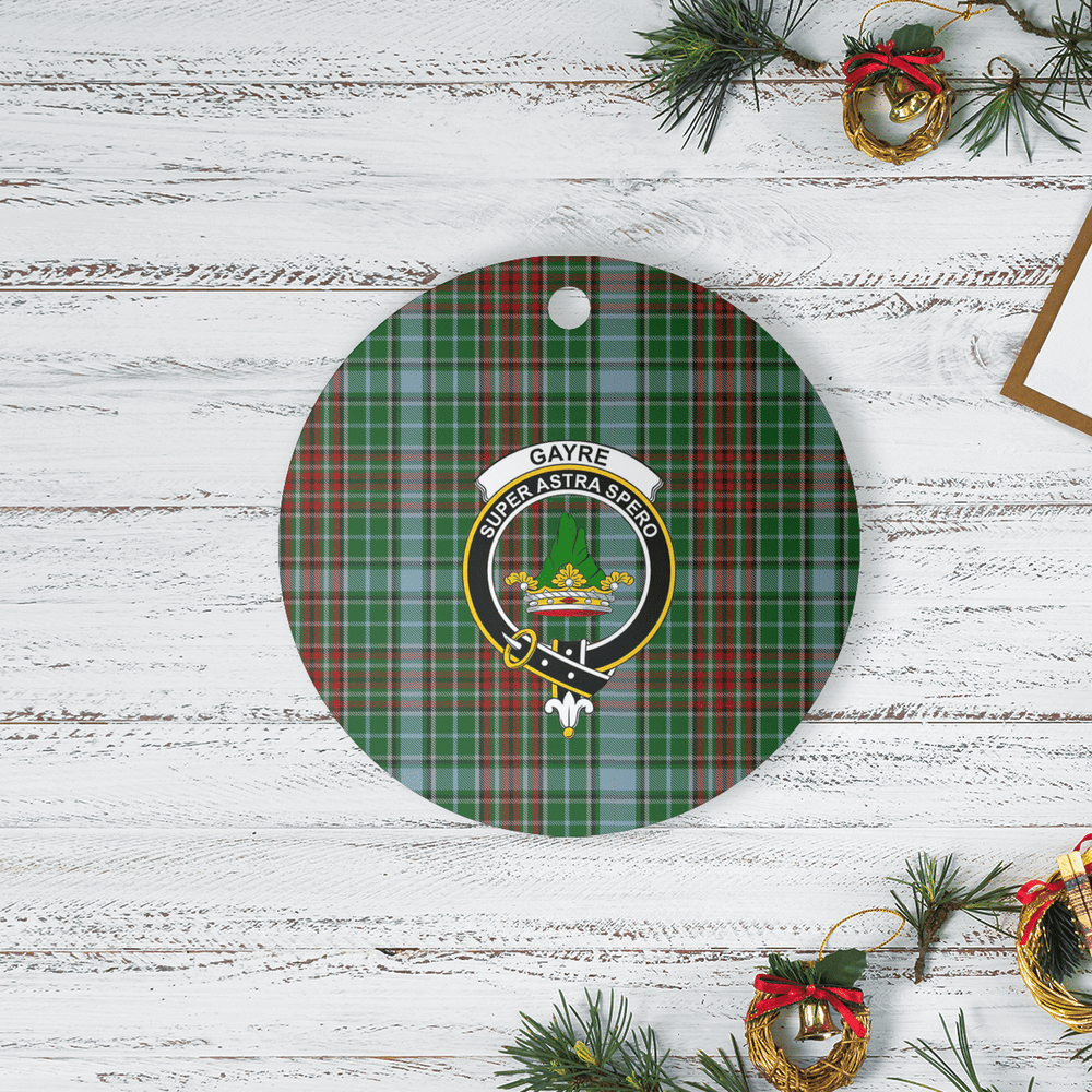 Clan Gayre Tartan Crest Round Ceramic Ornament DS39 Gayre Tartan Tartan Christmas   