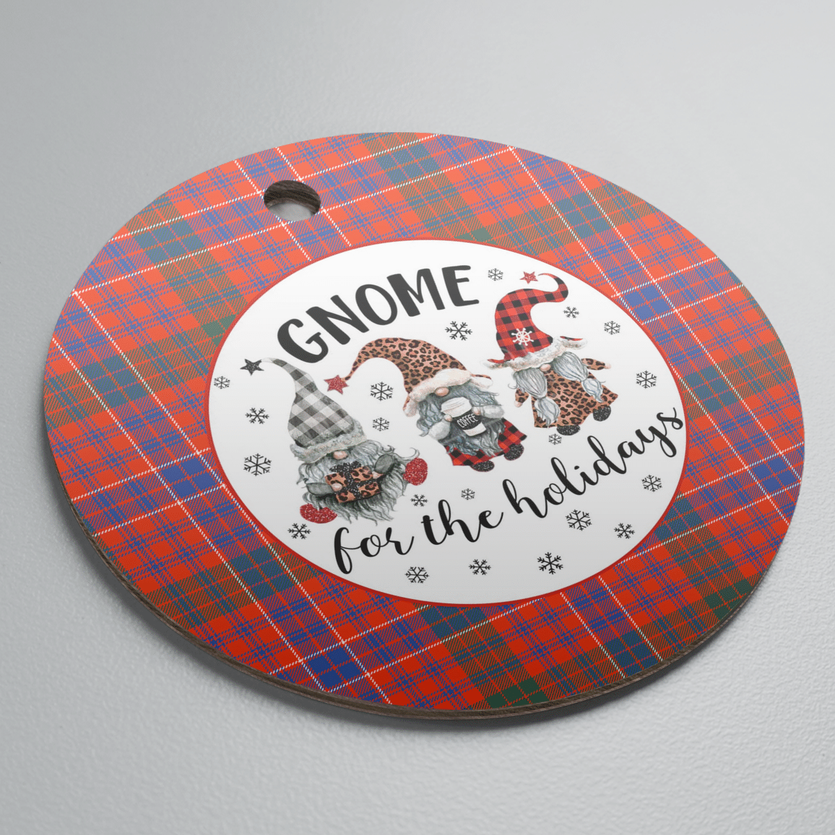 Clan MacRae Ancient Tartan Tartan Crest Gnome Round Ceramic Ornament QX55 MacRae Ancient Tartan Tartan Christmas   