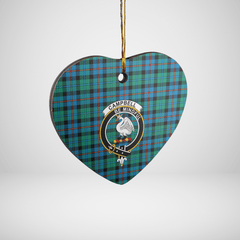Clan Campbell of Cawdor Ancient Tartan Crest Heart Ceramic Ornament HL24 Campbell of Cawdor Ancient Tartan Tartan Christmas   