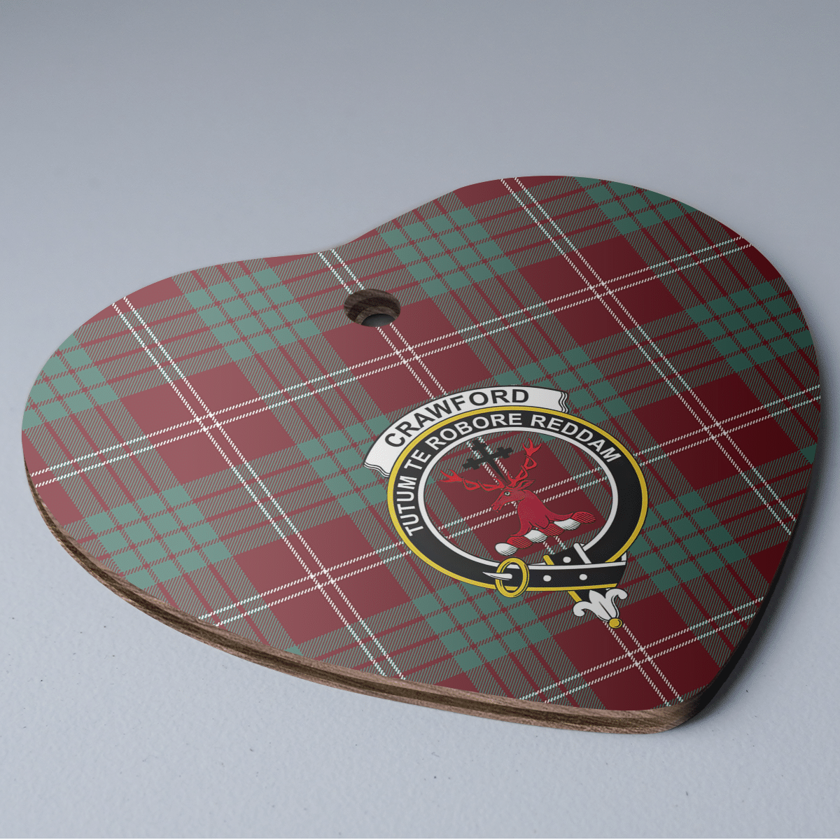 Clan Crawford Modern Tartan Crest Heart Ceramic Ornament PH22 Crawford Modern Tartan Tartan Christmas   