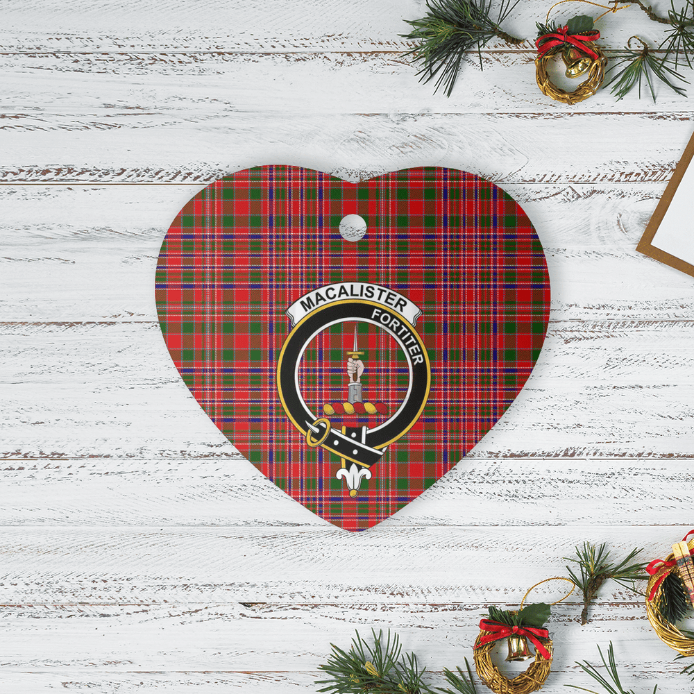 Clan MacAlister Modern Tartan Crest Heart Ceramic Ornament BT18 MacAlister Modern Tartan Tartan Christmas   