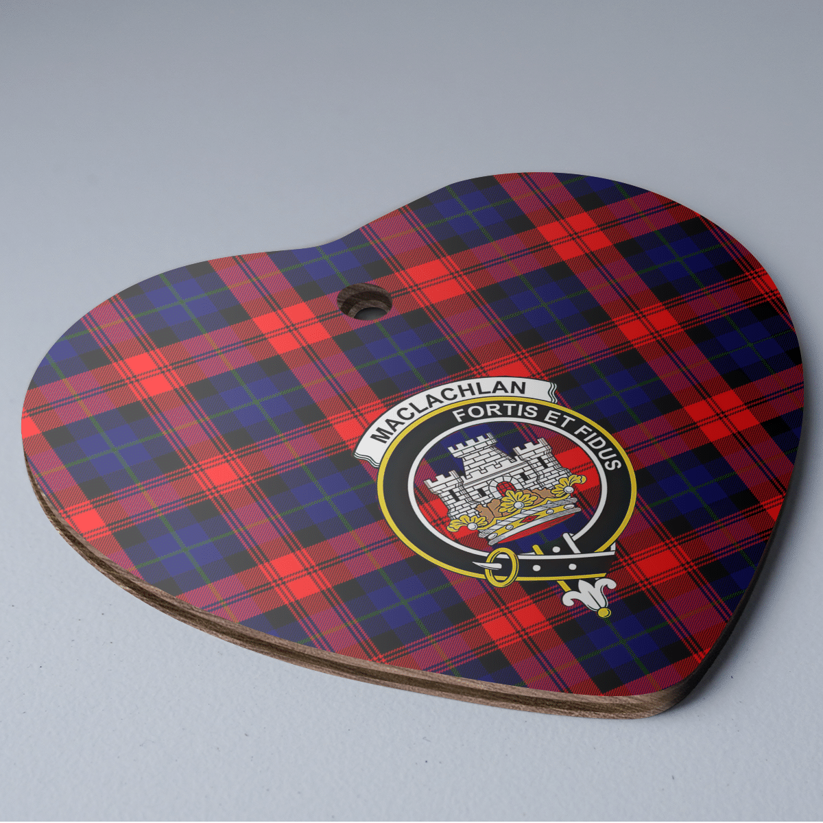 Clan MacLachlan Modern Tartan Crest Heart Ceramic Ornament GU52 MacLachlan Modern Tartan Tartan Christmas   