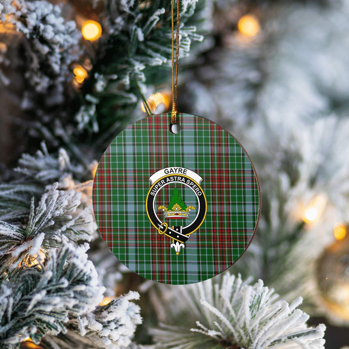 Clan Gayre Tartan Crest Round Ceramic Ornament DS39 Gayre Tartan Tartan Christmas   